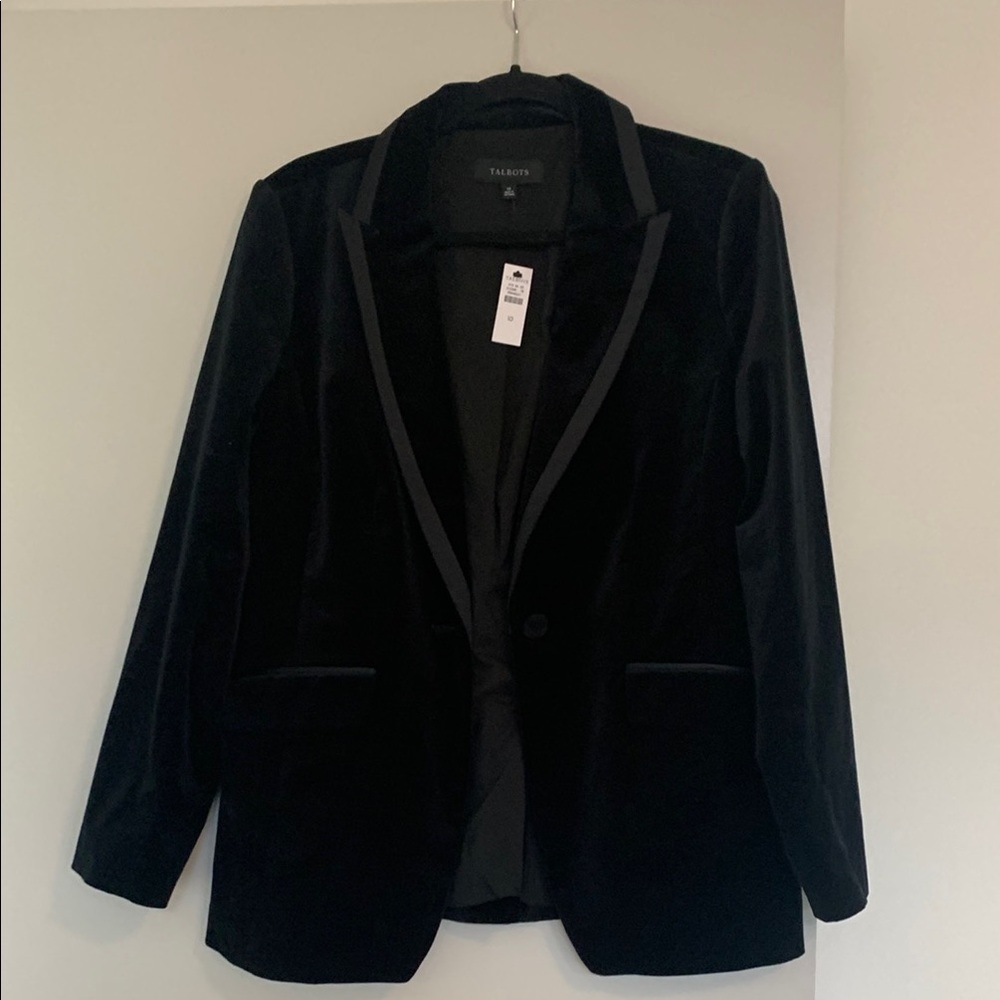 Talbots Classic Black Velvet Tuxedo Jacket